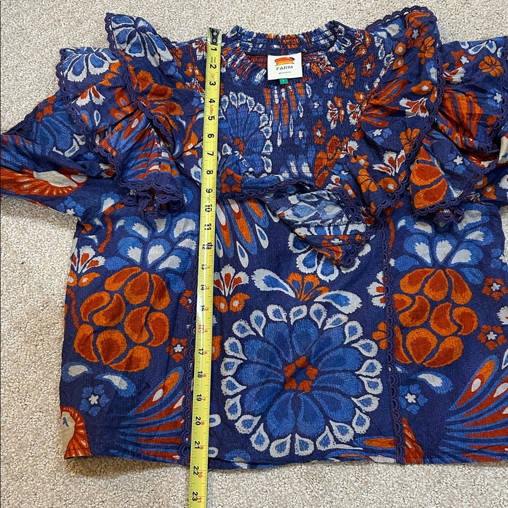 FARM RIO Smocked Pineapple Flowers Navy Blue
Blouse Large - Picture 14 of 14